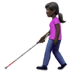 👩🏿‍🦯 woman with white cane: dark skin tone display on Apple